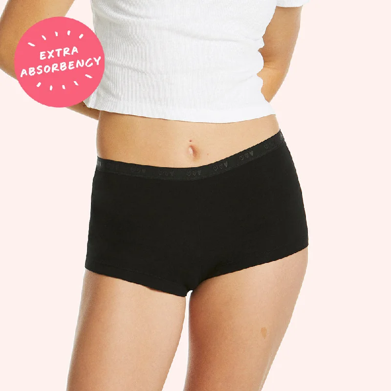 Women's panties for lounging with cozy fabric-Teens First Shortie Period Brief - Black Hearts Women's panties for lounging with cozy fabric-Teens First Shortie Period Brief - Black Hearts