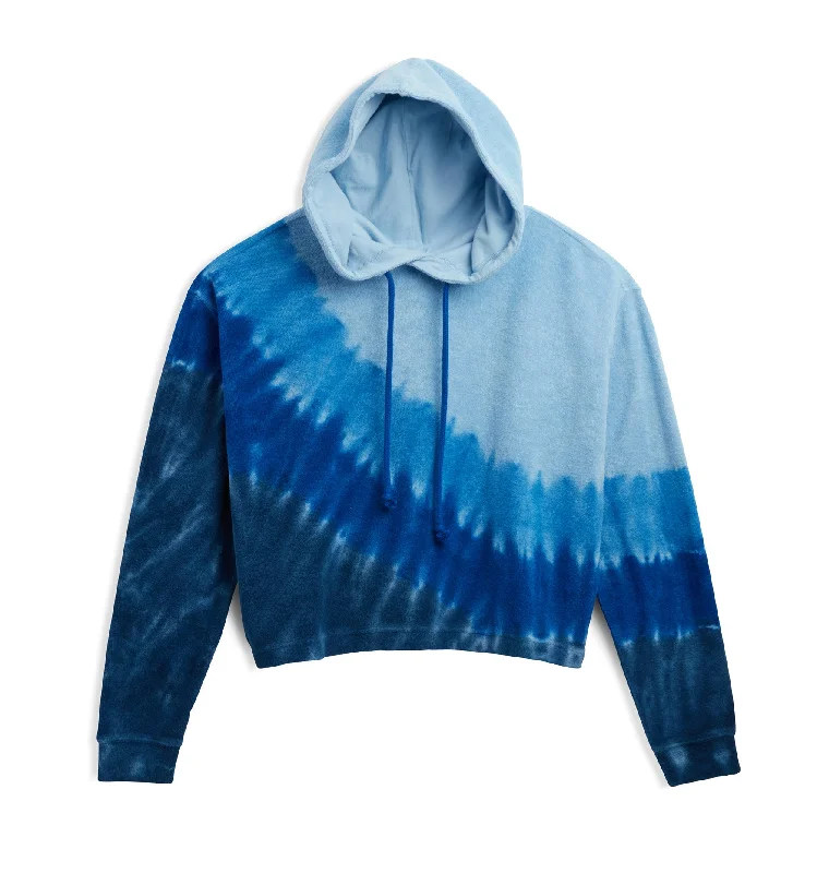 Women's sleep tops for a peaceful night-Terry Rec Hoodie - Blue Tie Dye
