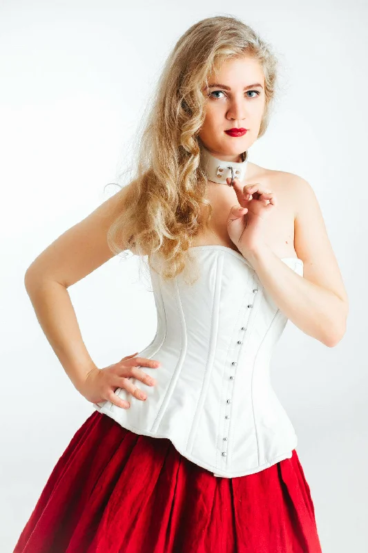 Bustiers and corsets with silky smooth texture-The Ramona Corset. Bespoke high quality authentic peplum style corset from leather on steel bones