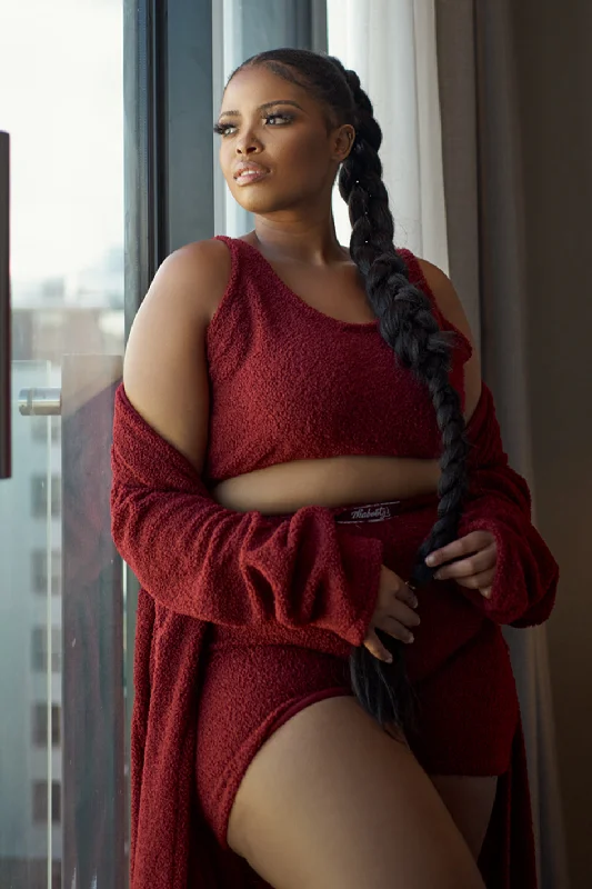 Elegant women's sleep tops with relaxed fit-The Rose Knit Robe