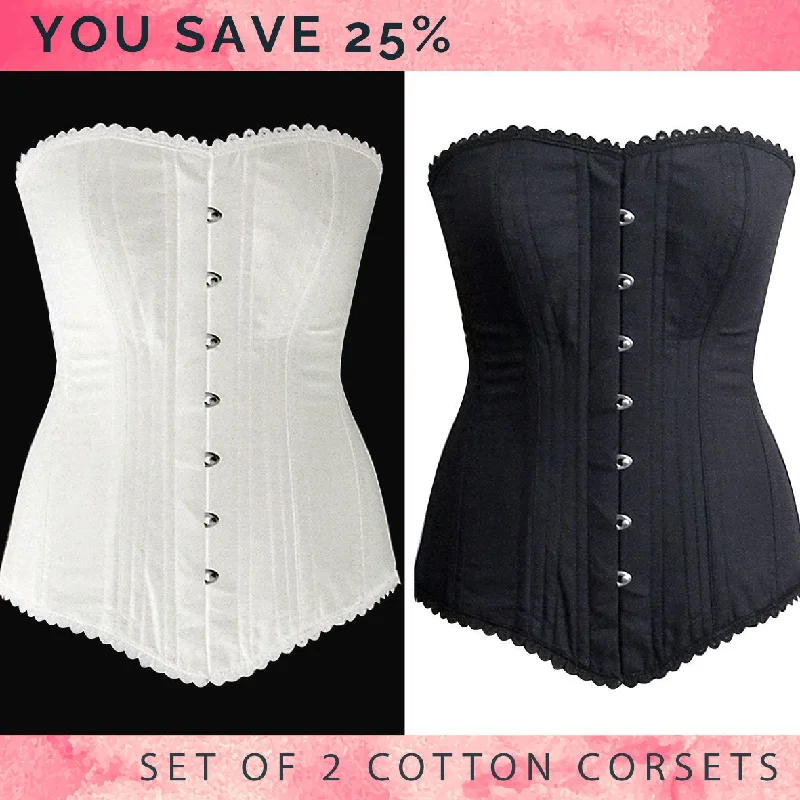 Bustiers and corsets for shaping bust-The set of 2 overbust corsets: black and white, you save 25%. Steelbone custom made corset, gothic, steampunk, bespoke, victorian Bustiers and corsets for shaping bust-The set of 2 overbust corsets: black and white, you save 25%. Steelbone custom made corset, gothic, steampunk, bespoke, victorian