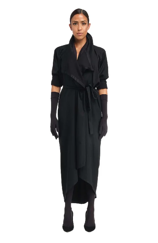 Elegant women's sleep tops for nightwear-1253 / Tundra Trench Coat / Black