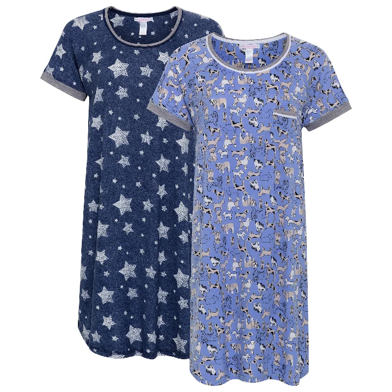 Soft sleep tops for women with smooth feel-Soft Lightweight Sleep Shirt - 2 Pack