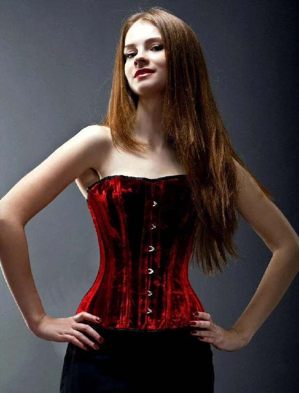 Bustiers and corsets for shaping large bust-Halfbust velvet steel-boned authentic heavy corset for tight lacing made to measures