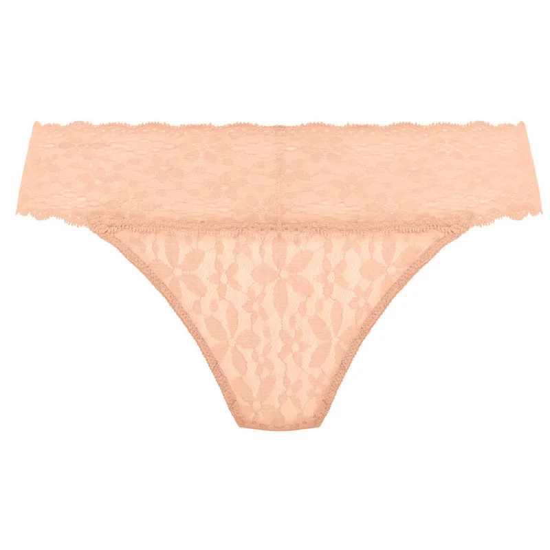 Women's panties with microfiber fabric for softness-Halo Lace Brief Almost Apricot - Wacoal Women's panties with microfiber fabric for softness-Halo Lace Brief Almost Apricot - Wacoal