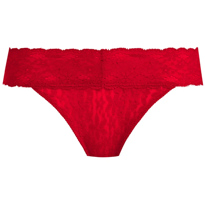 Women's panties with soft elastic waistband for comfort-Halo Lace Brief Red - Wacoal Women's panties with soft elastic waistband for comfort-Halo Lace Brief Red - Wacoal