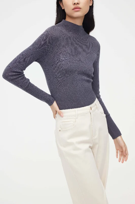 Women's sleep tops for ultimate relaxation-Washable Wool Mock Neck Sweater