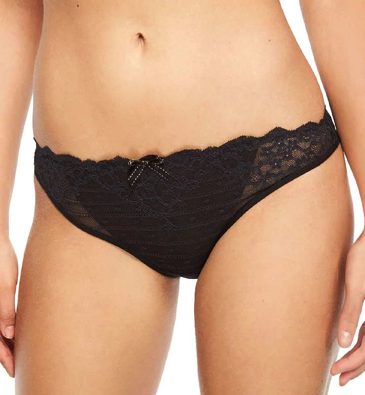 Women's panties with embroidered details-Chantelle Rive Gauche Lace Bikini (C30870) - Black