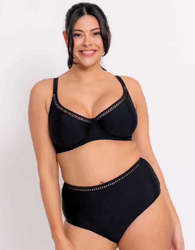 Women's panties for yoga and exercise-Curvy Kate First Class Multiway Balcony Bikini Top Black Women's panties for yoga and exercise-Curvy Kate First Class Multiway Balcony Bikini Top Black