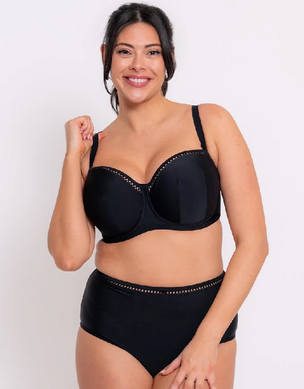 Sexy women's panties for romantic evening-Curvy Kate First Class Bandeau Strapless Multiway Bikini Top Black Sexy women's panties for romantic evening-Curvy Kate First Class Bandeau Strapless Multiway Bikini Top Black