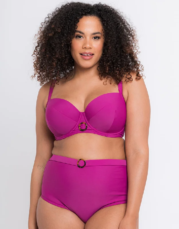 Women's panties with high rise fit-Curvy Kate Retro Sun Padded Balcony Bikini Top Orchid Women's panties with high rise fit-Curvy Kate Retro Sun Padded Balcony Bikini Top Orchid