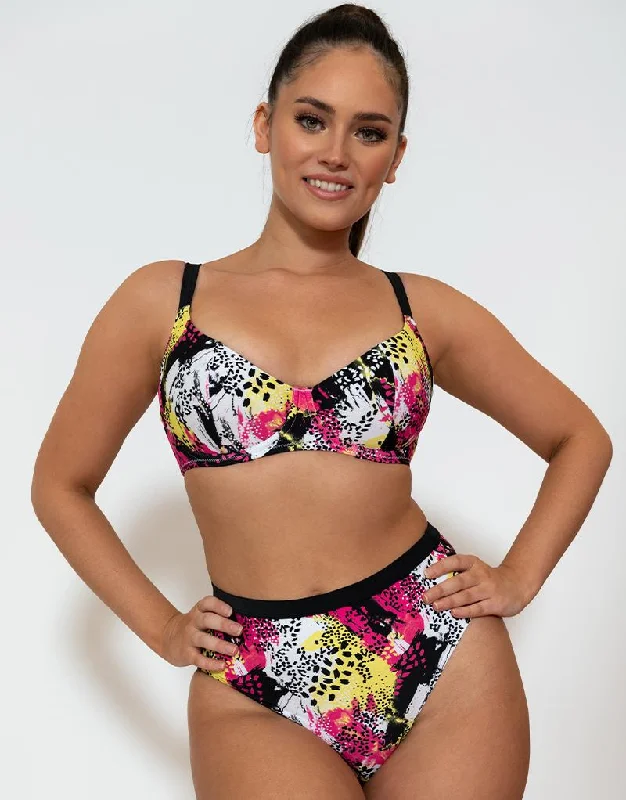 Women's panties for chafing prevention-Curvy Kate Sea Leopard Balcony Bikini Top Print Mix Women's panties for chafing prevention-Curvy Kate Sea Leopard Balcony Bikini Top Print Mix