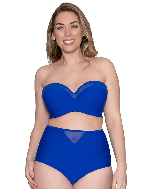 Women's panties with lace waistband-Curvy Kate Sheer Class Bandeau Bikini Top Cobalt Women's panties with lace waistband-Curvy Kate Sheer Class Bandeau Bikini Top Cobalt
