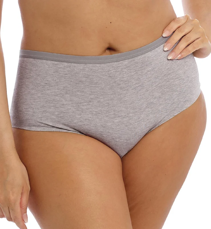 Women's cotton panties with stretch fabric-Elomi Downtime Mid-Rise Short (301480) - Grey Marl Women's cotton panties with stretch fabric-Elomi Downtime Mid-Rise Short (301480) - Grey Marl