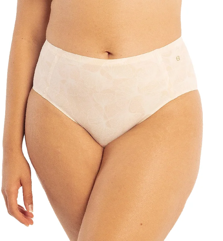 Classic cotton panties for everyday use-Evelyn & Bobbie High-Waisted Retro Bikini Panty (1704) - Champagne Ginkgo