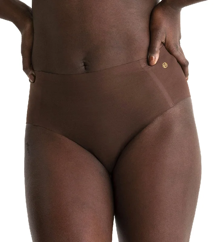 Women's panties with hip coverage-Evelyn & Bobbie High-Waisted Retro Bikini Panty (1704) - Umber