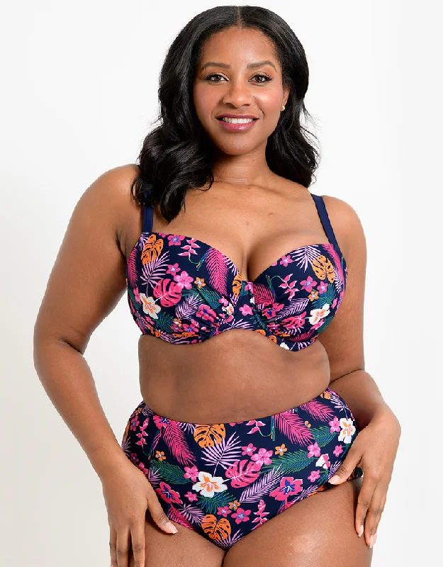 Women's panties for sleep comfort-Flirtelle Hawaii Sands Padded Balcony Bikini Top Navy Print Women's panties for sleep comfort-Flirtelle Hawaii Sands Padded Balcony Bikini Top Navy Print