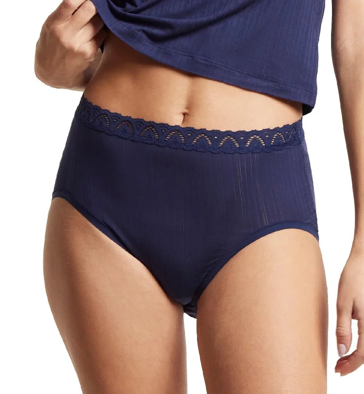 Women's panties with no-show lace for invisible fit-Hanky Panky MellowLuxe French Brief (624612) - Bicoastal Blue