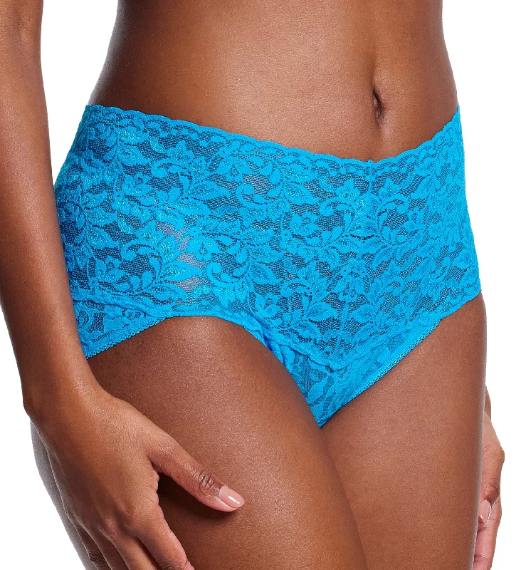 Women's panties with breathable mesh fabric-Hanky Panky Retro Lace V-kini (9K2124) - Ocean Eyes