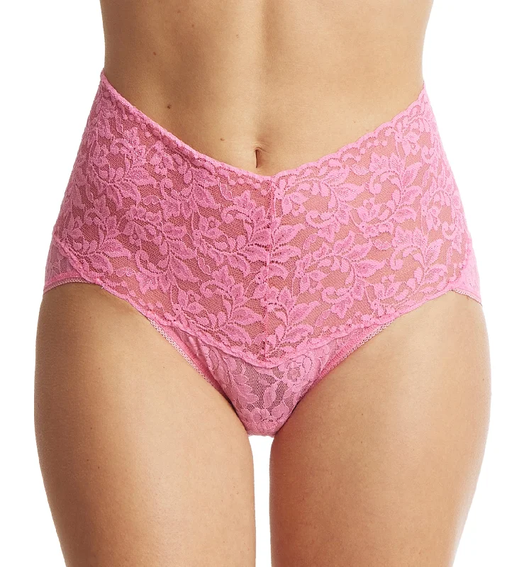 Women's panties with extra-wide sides for comfort-Hanky Panky Retro Lace V-kini (9K2124) - Taffy