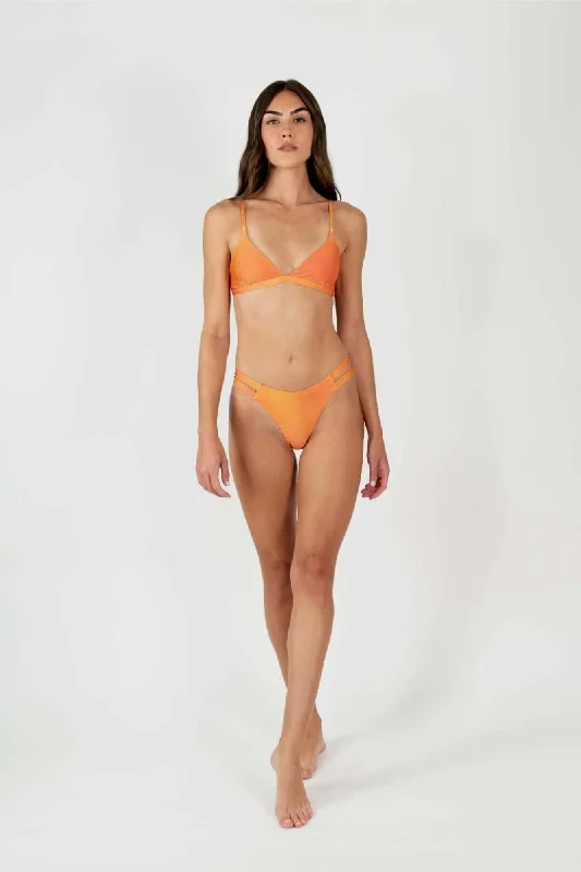 Women's panties for full-figured bodies-Bralette Bikini with top Split bottom Set in Naranja