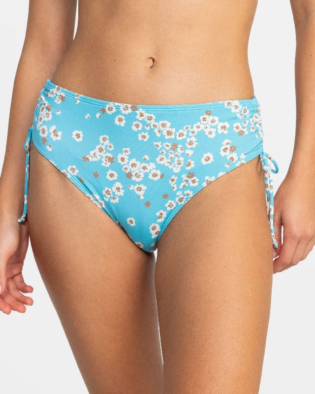 Women's panties for daily comfort-Printed Beach Classics Side Tie Moderate Bikini Bottoms - Maui Blue Margarita