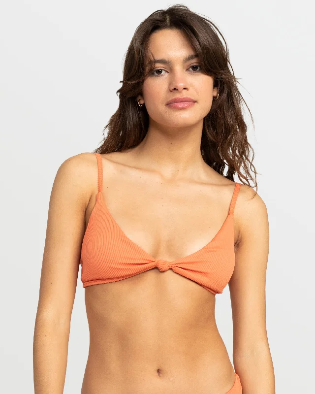 Comfortable women's panties for nightwear-Roxy Love The Surf Knot Bikini Top - Apricot Brandy Comfortable women's panties for nightwear-Roxy Love The Surf Knot Bikini Top - Apricot Brandy
