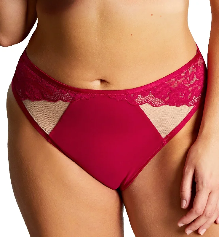 Women's panties with side lace details-Sculptresse by Panache Josephine High Leg Brief (10852) - Magenta/Latte