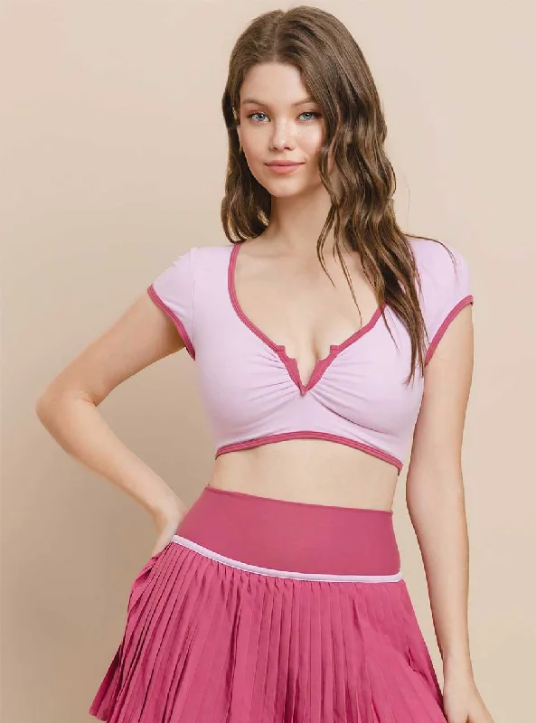 Women's panties with extra tummy control-TCEC Women's Emmy Cropped Sports Bra Top - Pink