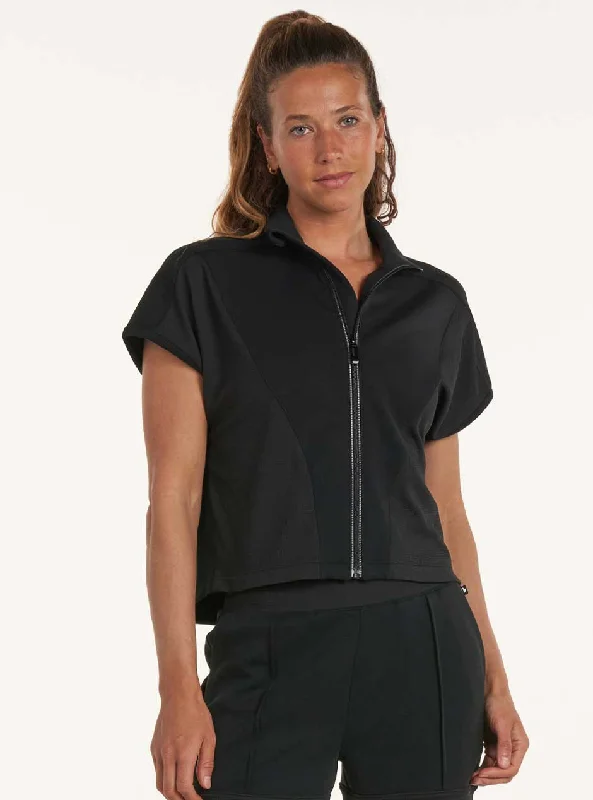 Women's panties with lace sides for a feminine touch-Thrive Société Women's Ellis Short Sleeve Jacket - Black