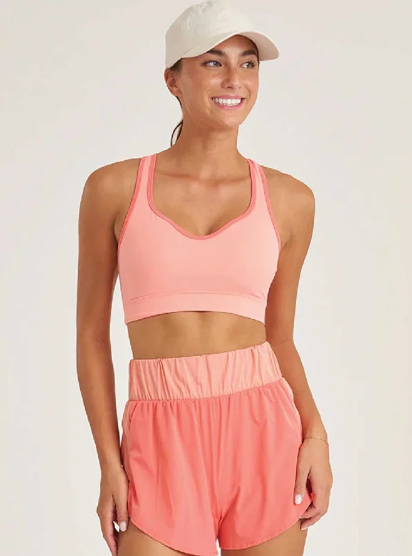 Women's panties with breathable fabric for moisture control-Thrive Société Women's Endure Open Back Tank Sports Bra - Melon Orange