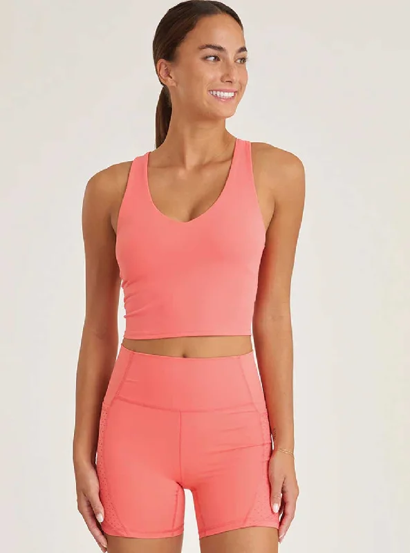 Women's panties for postpartum with extra support-Thrive Société Women's Endure Perforated Bra Tank Top - Flamingo Pink