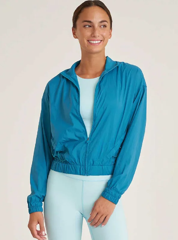 Women's panties with breathable mesh for hot weather-Thrive Société Women's Packable Bungee Windbreaker Jacket -  Caribbean Blue