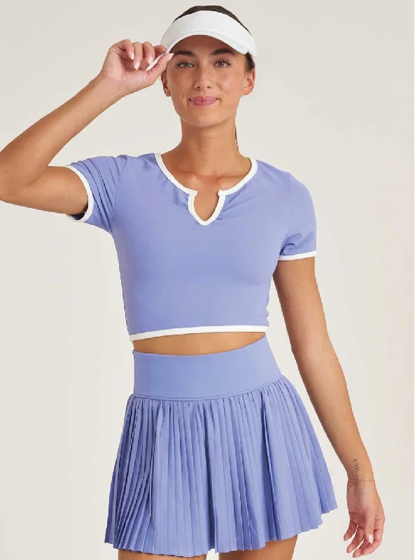 Silk panties for luxury feel-Thrive Société Women's Refine Notch Neck Cropped Tee - Wild Indigo Blue