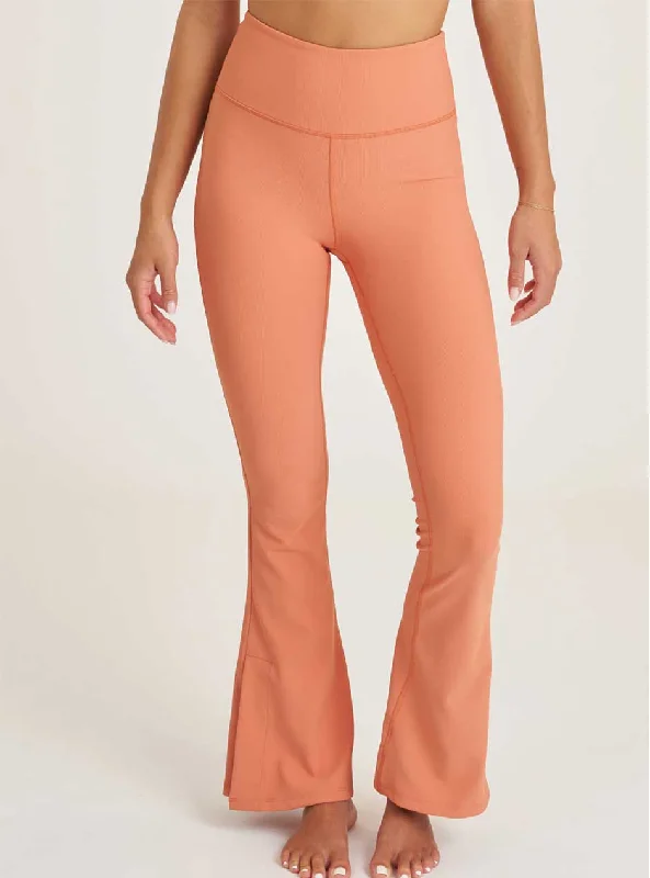Women's panties for all body types-Thrive Société Women's Side Slit Flare Leggings - Ochre Orange
