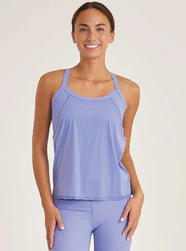 Organic cotton panties for eco-friendly wear-Thrive Société Women's Strappy Double Layer Performance Bra Tank Top - Wild Indigo Blue
