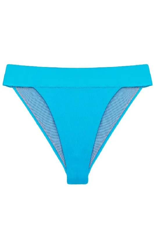 Plus-size cotton panties for comfort-Tonic Blue high waisted bikini bottom