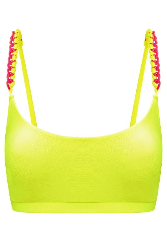 Classic cotton panties for everyday use-Tonic Chains Yellow bikini top