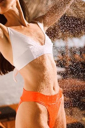 Women's panties for after surgery recovery-Tonic Tangerine high waisted bikini bottom