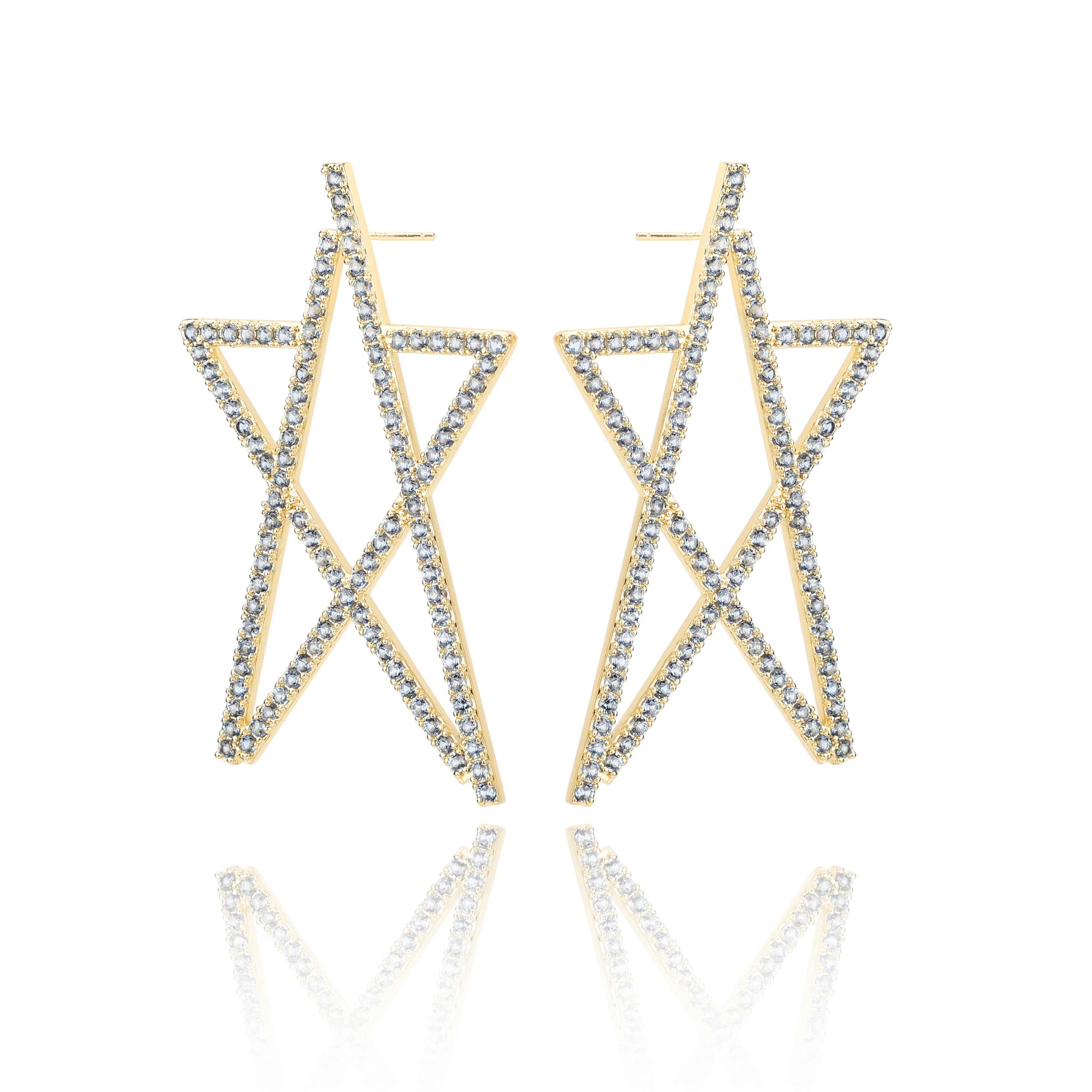 Women's panties for after surgery-Vintage Havana Clara 2 18K Gold Plated Star Earrings