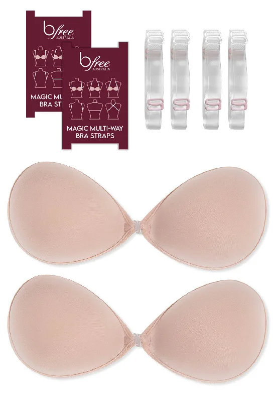 Bralettes with lace details for comfort-Padded Stick On Bra with Straps Set