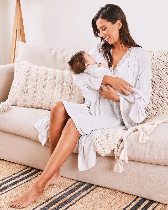 Maternity bras that are designed for extended breastfeeding periods and support during postpartum recovery and breastfeeding-3-Piece Maternity Sleepwear Set - Robe + Nightie + Baby Sac Maternity bras that are designed for extended breastfeeding periods and support during postpartum recovery and breastfeeding-3-Piece Maternity Sleepwear Set - Robe + Nightie + Baby Sac