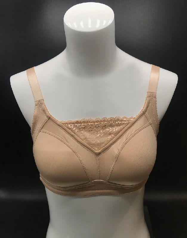 Wireless bras for everyday comfort-POST SURGICAL BRA WITH POCKET & TOUCH OF LACE-NUDE Wireless bras for everyday comfort-POST SURGICAL BRA WITH POCKET & TOUCH OF LACE-NUDE