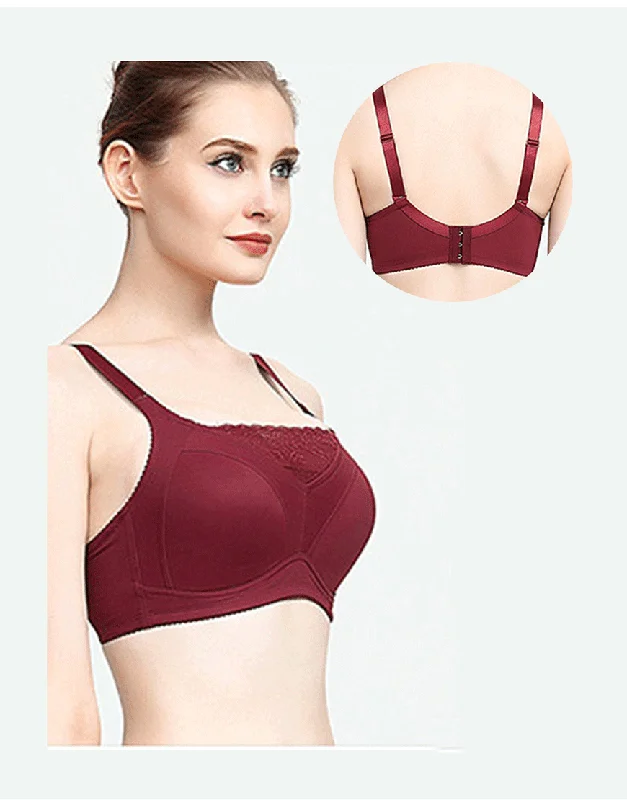Sports bras with high support for running-POST SURGICAL BRA WITH POCKET & TOUCH OF LACE-MAROON Sports bras with high support for running-POST SURGICAL BRA WITH POCKET & TOUCH OF LACE-MAROON