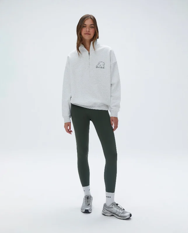 Sports bras for weight training-"A" Oversized Funnel Neck Zip Sweatshirt - Light Grey Melange/Dark Olive Sports bras for weight training-"A" Oversized Funnel Neck Zip Sweatshirt - Light Grey Melange/Dark Olive