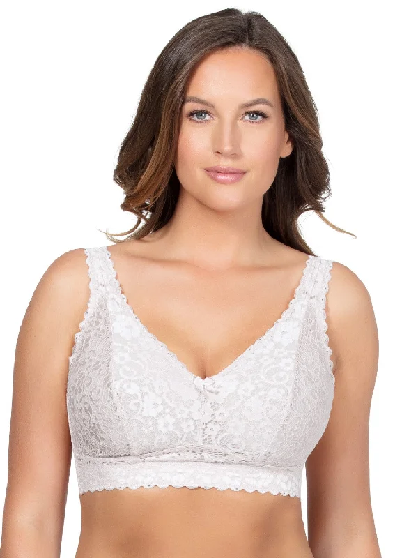 Cotton bras for comfort and breathability-Adriana Lace Bralette - Pearl White