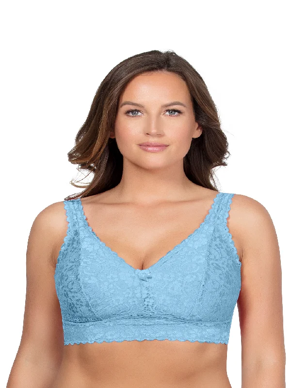 Non-padded bras for a natural look-Adriana Lace Bralette - Sky blue - P5482