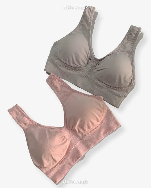 Non wired bras for women who prioritize comfort during revitalizing living practices-Aire Bra Stretchable Non Wired & Single Padded  Ladies Jogging Bra Imported Stocklot Branded Sports Bra