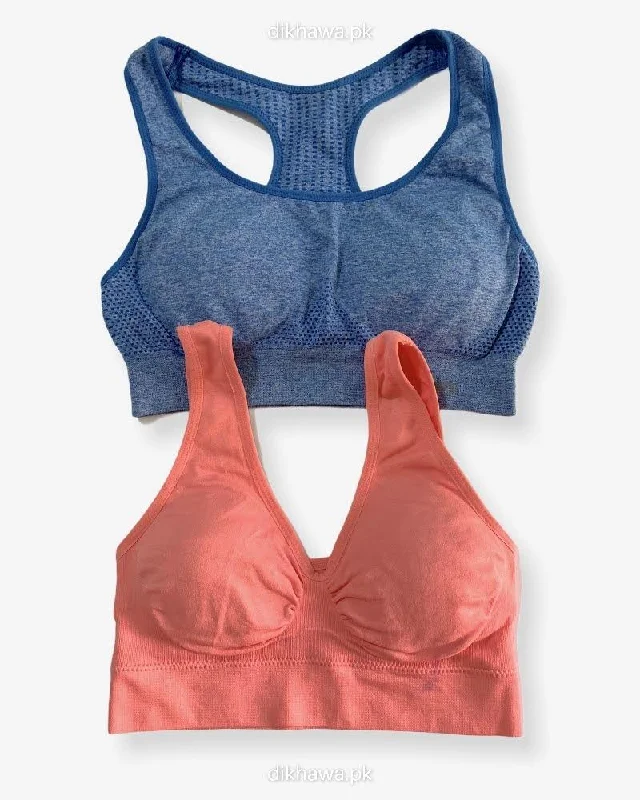 Non wired bras for women who prioritize comfort during reconfiguring living practices-Aire Bra Stretchable Non Wired & Single Padded  Ladies Jogging Bra Imported Stocklot Branded Sports Bra