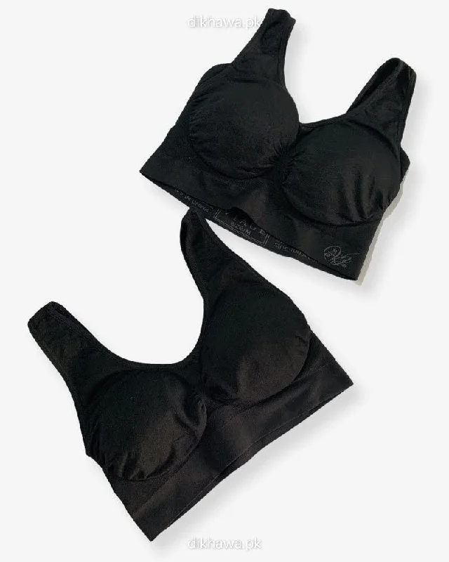 Wireless bras with a focus on comfort during rearranging living routines-Aire Bra Stretchable Non Wired & Single Padded  Ladies Jogging Bra Imported Stocklot Branded Sports Bra